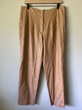 Express Women's Tan Faux Leather Pants Size 14 Pockets High Rise Slim Straight