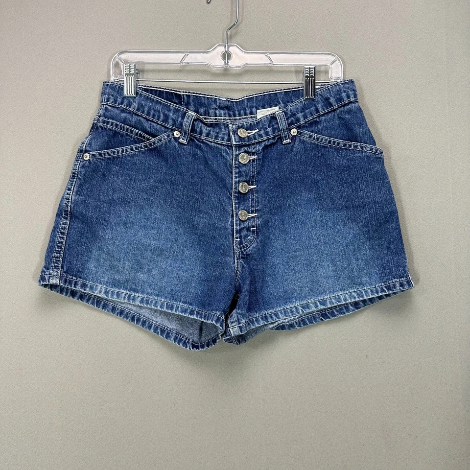 Pantalones Cortos de Jean Y2K Años 90 Para Mujer Junior 11/12 Tiro Bajo 31" Cintura Botón Mosca Carpintero Foto 2 de 4