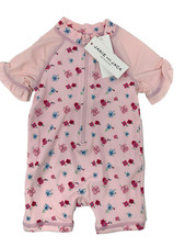 NWT Janie and Jack Baby Girls 3-6 Months Pink Ditsy Floral Rash Guard Swim Suit