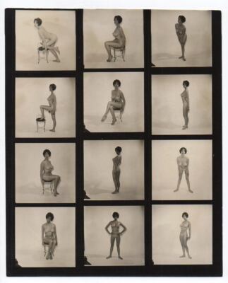 BURLESQUE DANCER busty leggy Stripper bra panties ORIG PHOTO Contact Sheet 8x10