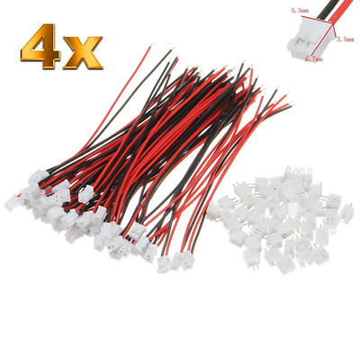    4 Set (8 Stück)  2Pin 2.0 PH 2.0mm Mini Micro JST Stecker 15cm Kabel + Buchse