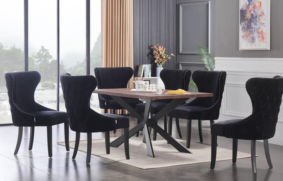 Luxury Dining Table Set Velvet Chairs Dining Table Set 4 and 6 Seater ...