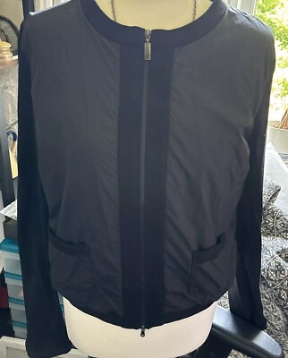 Moncler Damen Strickjacke Pullover mit Reißverschluss leichter Strick schwarz Größe L