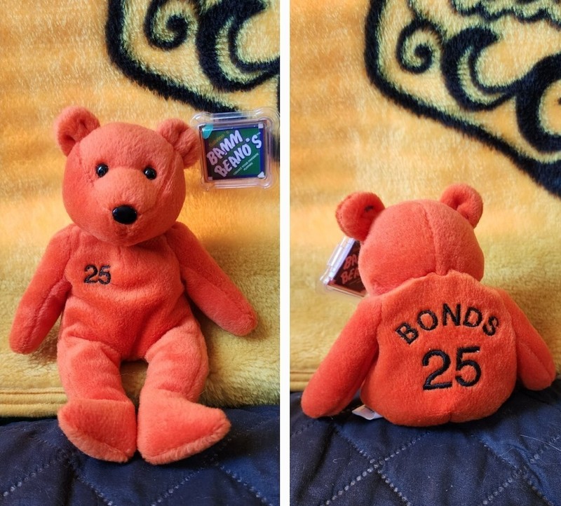 Barry Bonds Salvino's Bamm Beano's #25 Aug 1998 Baseball Beanie Bear NWT SF 