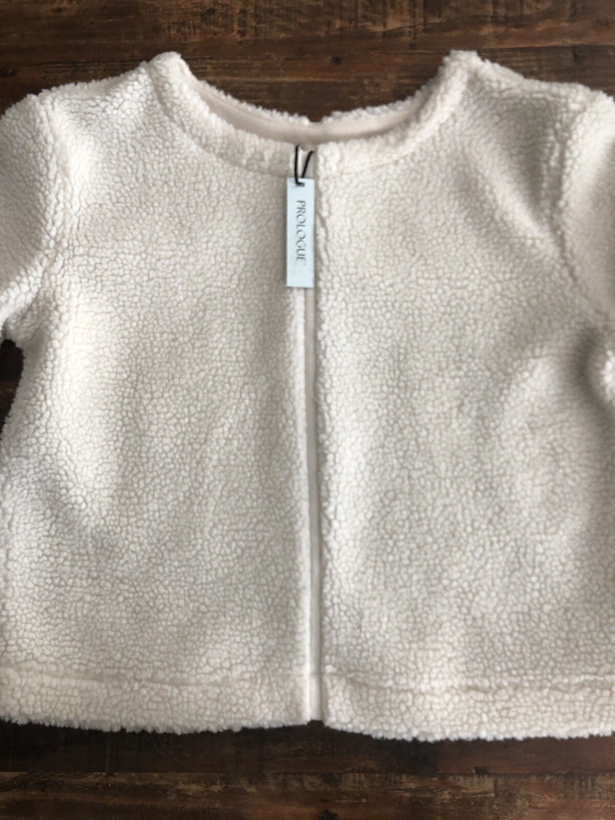 OFF WHITE Felpa Sherpa Maglione Donna Crema Prologue Manica Lunga L Nuovo con Etichette