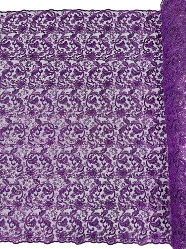 Purple Full Sequin Fabric for Dress, Purple Sequins on Mesh Fabric by the  Yard | eBay