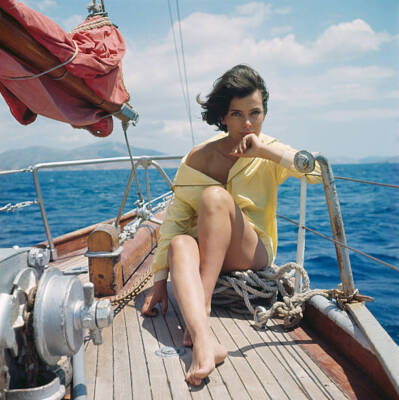 Actress Jenny Karezi on a boat circa 1960 in Greece OLD PHOTO