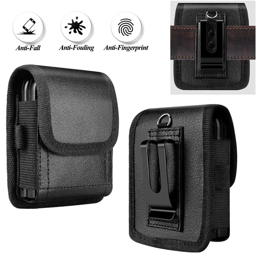 Cell Phone Holster Pouch for Samsung Galaxy Z Flip 3/4/5/6 Leather Wallet Case