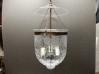 VINTAGE FINE QUALITY WHEEL CUT BLOWN GLASS FEDERAL BELL JAR HALL LIGHT