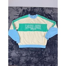 Lorna Jane Oversized Racer Sweatshirt Colorblock Women's L Green Blue Pullover
