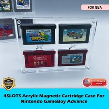 GBA 4 SLOTS Acrylic Magnetic Cartridge Show Case For Nintendo Gameboy Advance US