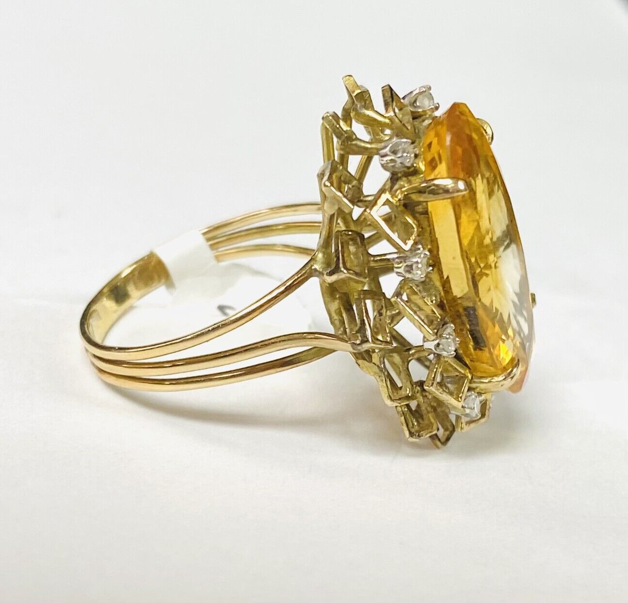 Citrine With Diamonds 14K Yellow Gold Ring Approx… - image 4