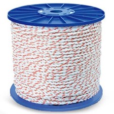 3-Strand Poly Dacron Truck Rope, White w/ Orange Tracers