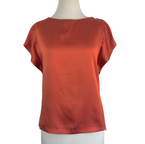 Chalayan Size UK10/AU10 Burnt Orange Satin Short Sleeve Top SS18 Collection - Picture 1 of 8