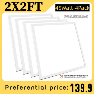 New 4-Pack 2x2 LED Flat Panel Light Recessed Ceiling 45W 5000K 120-277V Dimmable