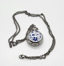 Women's Pocket Watch Quartz Beautiful Patterns Arabic Numerals White Dial