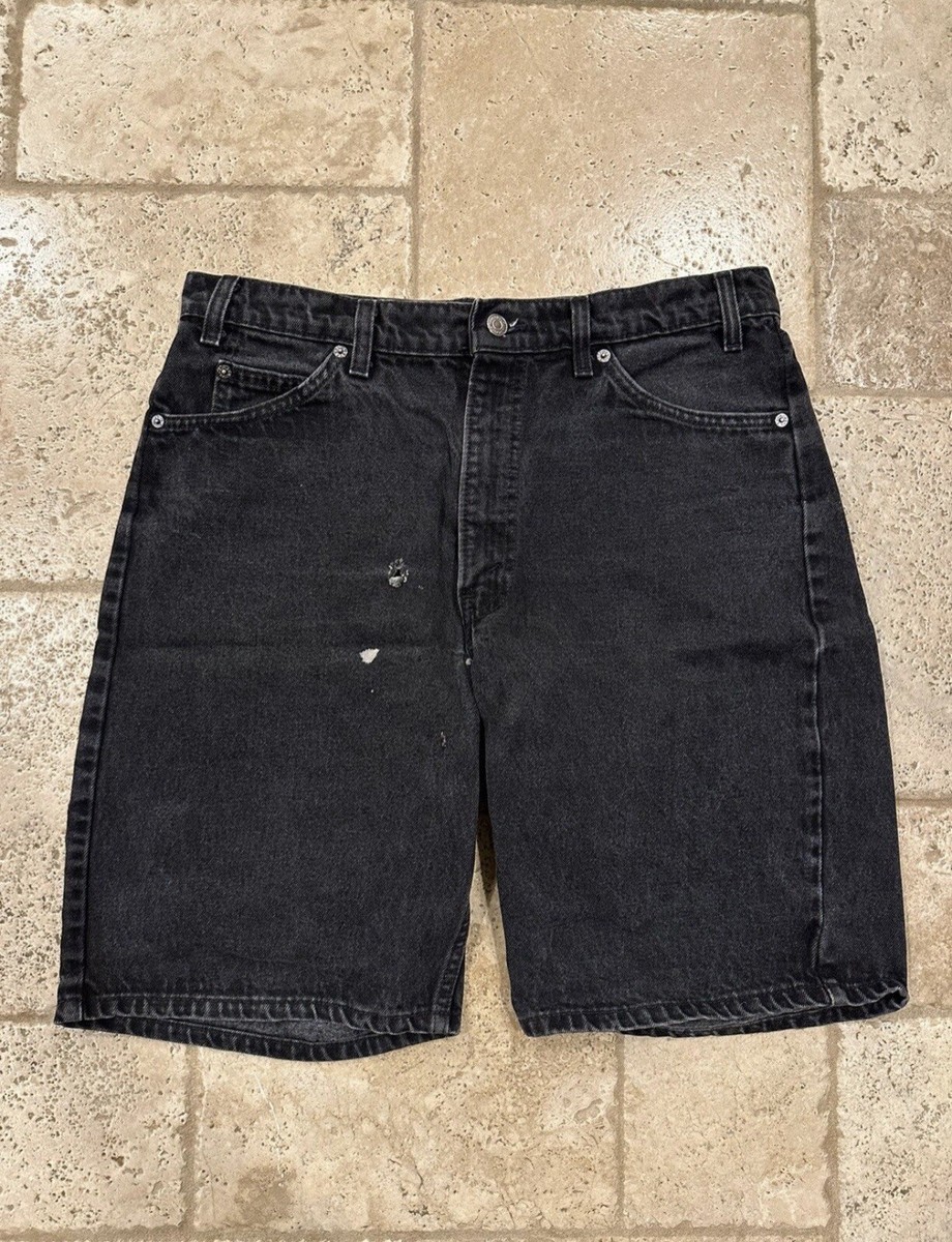 Levi's Vintage 550 Black Ditressed Denim Shorts Orange Tab | eBay
