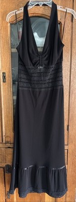 ABS By Allen Schwartz Black Halter Dress Size S Vtg