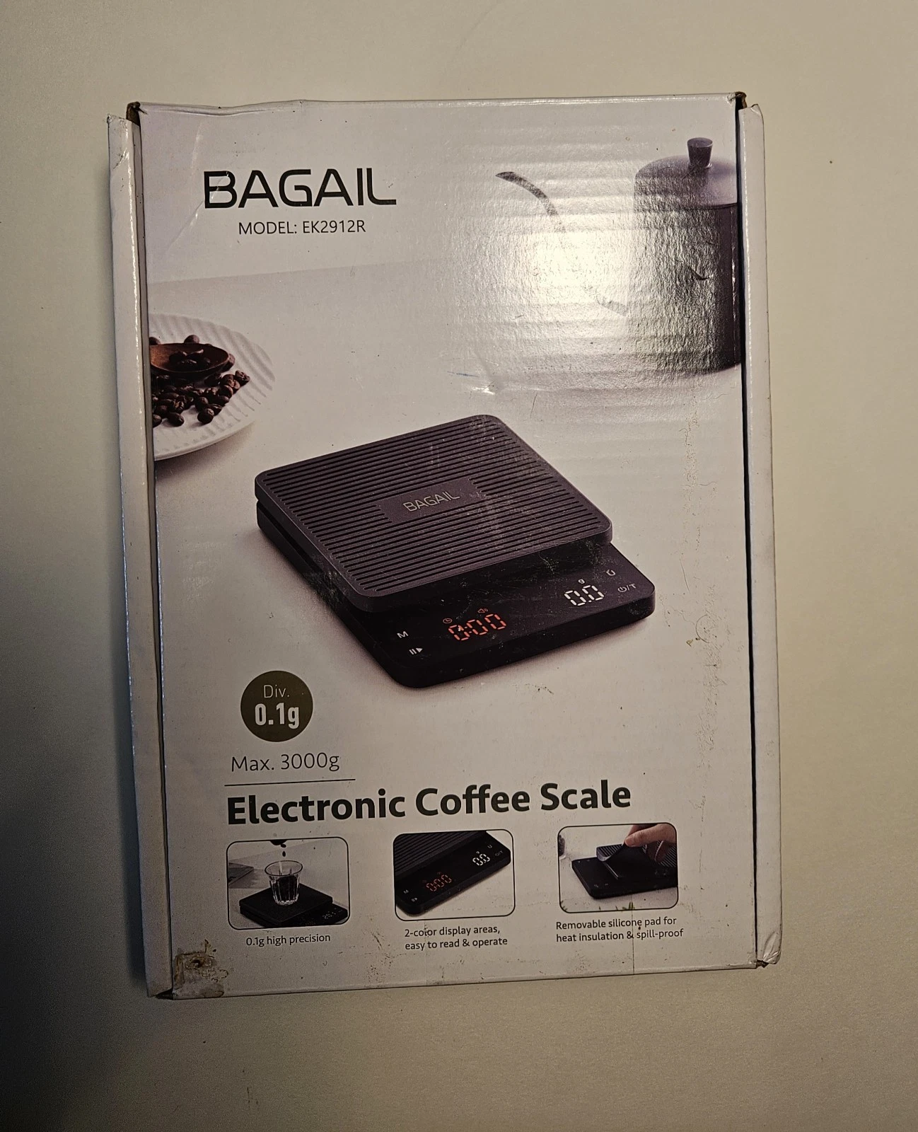 BAGAIL Digital Coffee Scale with Timer, 0.1g High Precision Electronic Kitchen