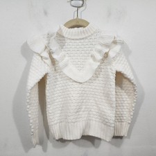 Janie and Jack Textured Ruffle Sweater Ivory Tight Knit Long Sleeve Toddler 3T