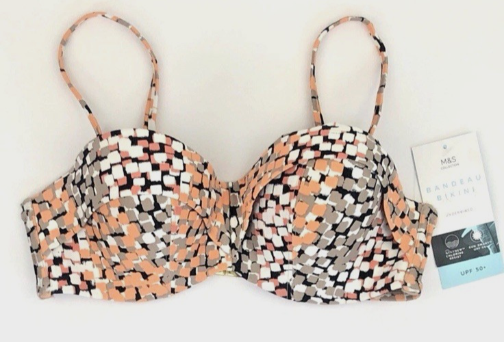 Marks & Spencer Multiway Bikini Top 32C Staynew UPF 50+ Apricot M&S BNWT
