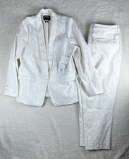 Davids Bridal Wildfang Womens XL Lace Tux Blazer Cropped Lace Pants Ivory Suit
