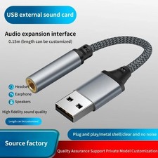 USB to 3.5mm Audio Adapter External Sound Card Headphone Mic Jack for Pc Laptop