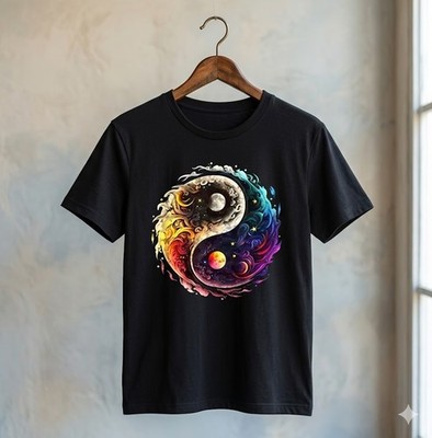 Yin Yang Sun Moon Universe Taoism Yoga Spiritual T-Shirt - H232