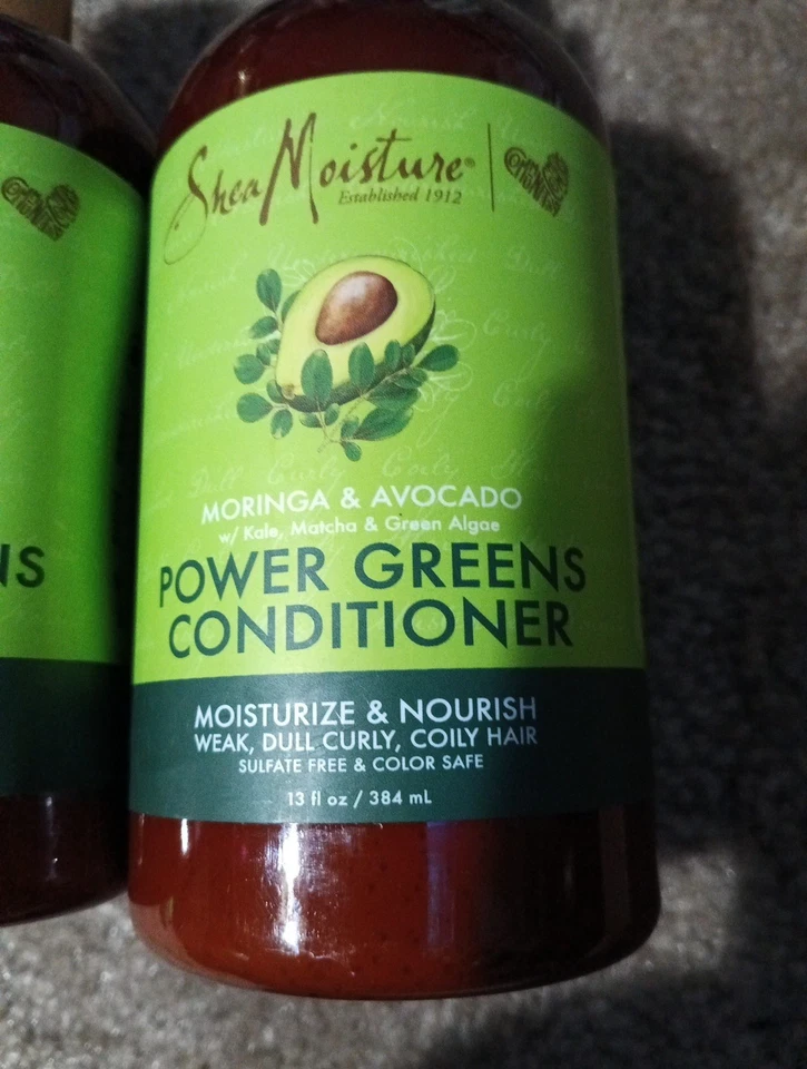 Lote Champú Acondicionador Shea Moisture Power Greens Moringa Aguacate Cabello Rizado Foto 4 de 4