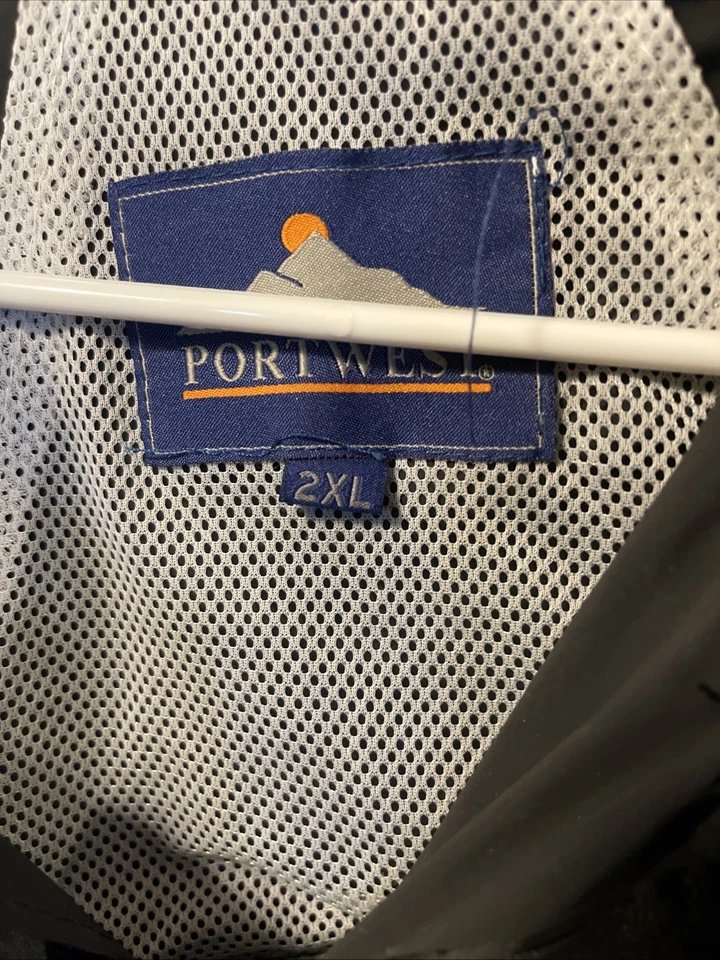 Portwest Mens Navy Blue Long Sleeve Full-Zip Pockets Rain Jacket Size 2XL! - Image 2 of 4