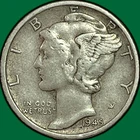 1945-S Micro S Mercury Dime Extremely Fine XF Coin #43651