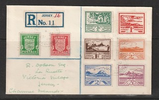 (A770) Channel Islands 1944 Jersey Views Local Registered Cover