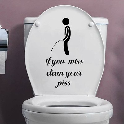 3 Pcs Funny Toilet Stickers, If You Miss Clean Your Piss Decals, Black 