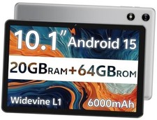 Android Tablet 10 Inch, Android 15 Tablet for Kids Adults, 20GB RAM 64GB Grey