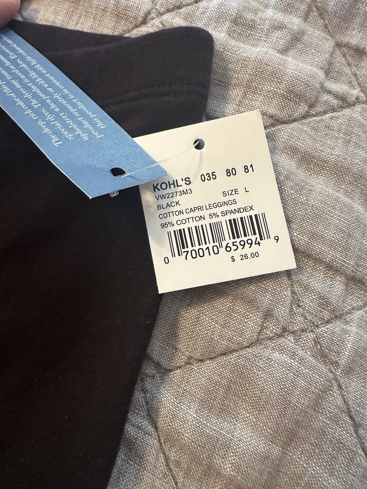 NUEVO CON ETIQUETAS Simply Vera Wang Leggings Negros Mujer’s Grande Spandex Algodón Atlético Foto 4 de 4