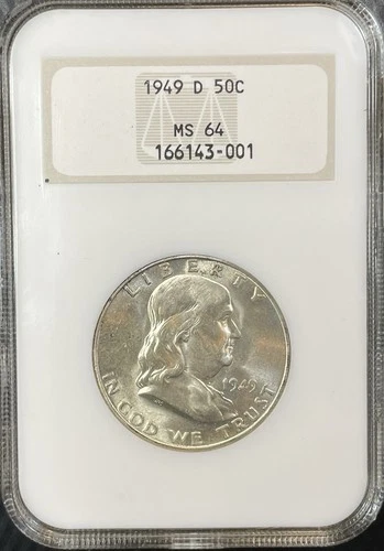 ⭐️ 1949-D Franklin Half Dollar - NGC MS64 - Old Fatty Holder -