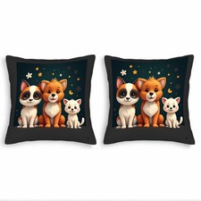 Set of 2 Throw Pillow Covers 18x18in - Adorable Cartoon Animals Design