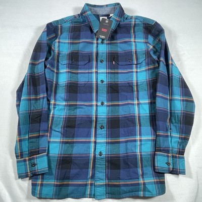 Levis Men s Worker Relaxed Fit Button Down Flannel Shirt 100% Cotton Medium *new