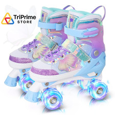 MammyGol Kids Roller Skates for Medium - Big Kid 1-4 US , Butterfly-Purple