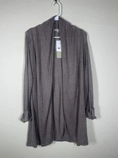 NWT! Joan Vass Women's Brown Lightweight Cardigan Sweater Viscose L Casual
