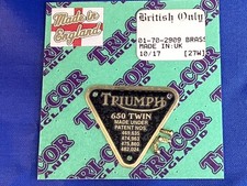TRIUMPH T120 TR6 650 TWIN TIMING COVER PATENT PLATE 70-2909 NEW