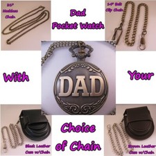 DAD Pocket Watch w/Your Choice of Chain Gifts for Him Men Dad Father's Day Gifts