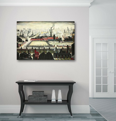 The Football Match CANVAS WALL ART PRINT ARTWORK PAINTING FRAMED LS Lowry Style - Picture 4 of 20