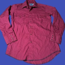 Vintage Wrangler Pearl Snap Western Shirt Men Red X-Long Tails Cowboy Cut 15x33