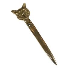 Vintage Style Heavy Solid Brass Fox letter Opener Desk Office  6 1/4''
