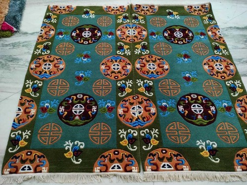 Printed Indo Tibetan Woolen Handmade Rugs 2 Piece Hand Knotted Carpet & Rug 3x6 - Picture 23 of 40