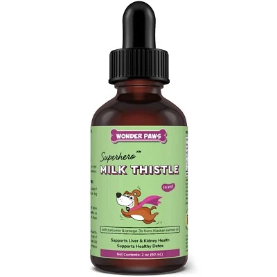 WONDER PAWS Milk Thistle for Dogs, Liver Support for Dogs, Supports Kidney Funct