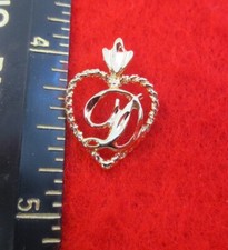 14KT GOLD EP LETTER D INITIAL HEART CHARM PENDANT