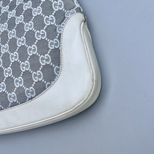 GUCCI GG Canvas Jackie Hobo Grey Cream Monogram Shoulder Bag Silver Hardware - Picture 7 of 18