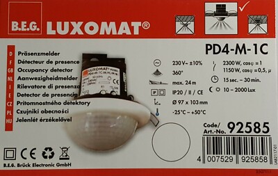 B.E.G. PD4-M-1C 92585 Präsenzmelder 360° weiß IP20 NEU OVP